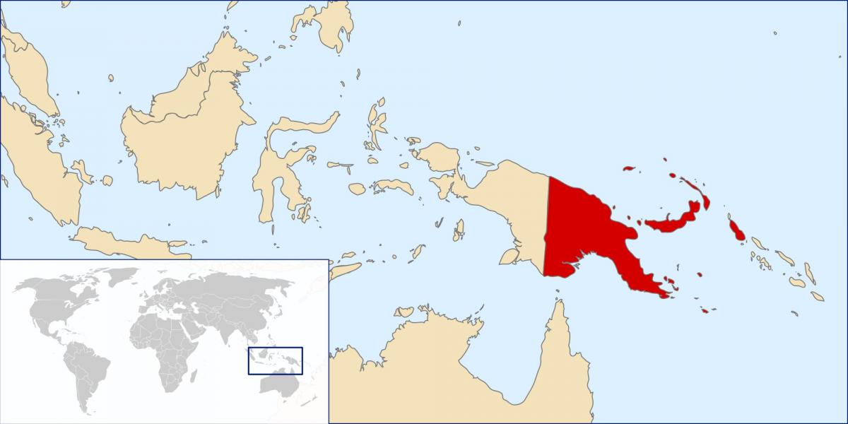 dünya haritası üzerinde papua Yeni Gine konumu 