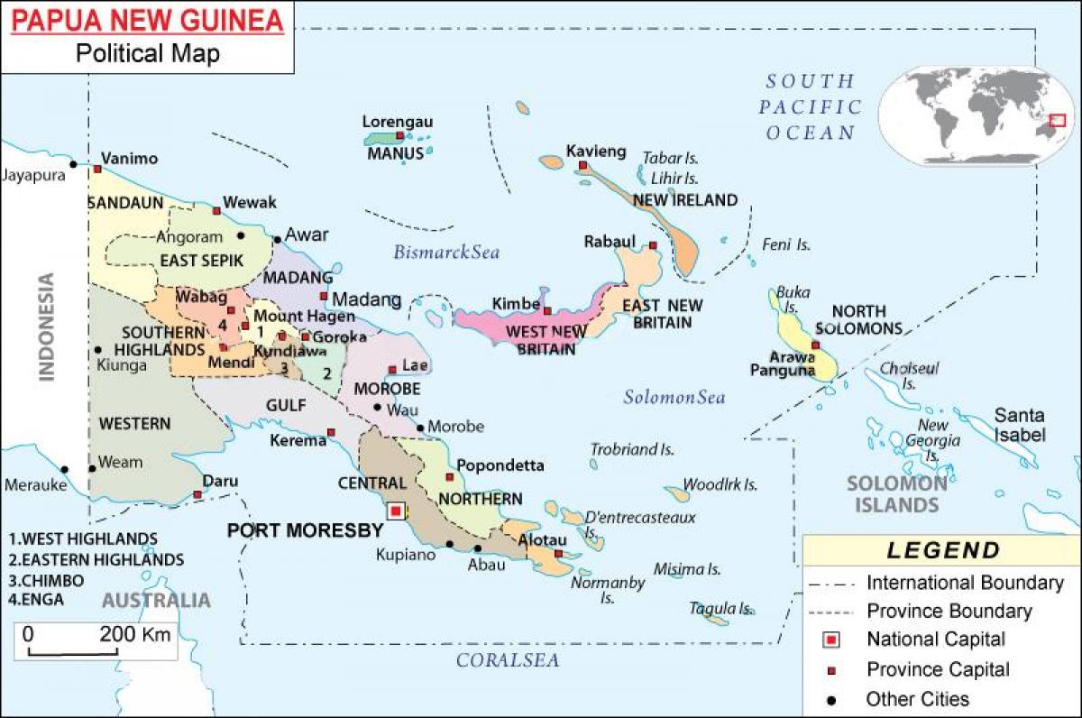 papua Yeni Gine haritası iller